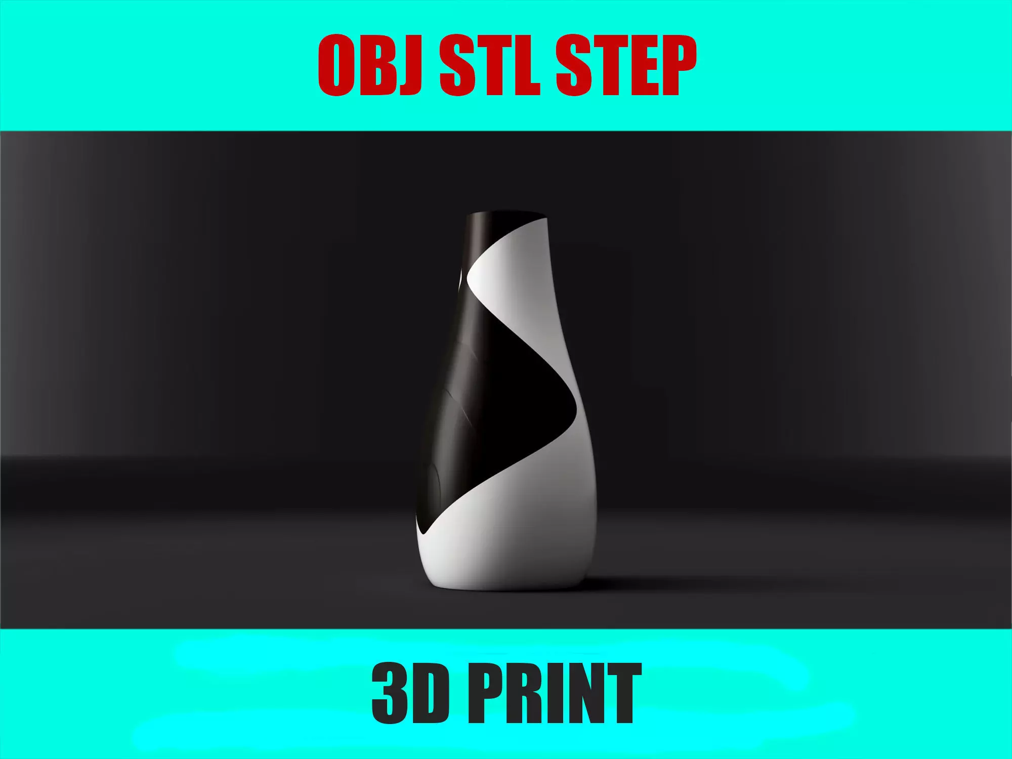 Penguin Elegance Vase 3D Model Black and White Cylinder Vase STL 3D print model