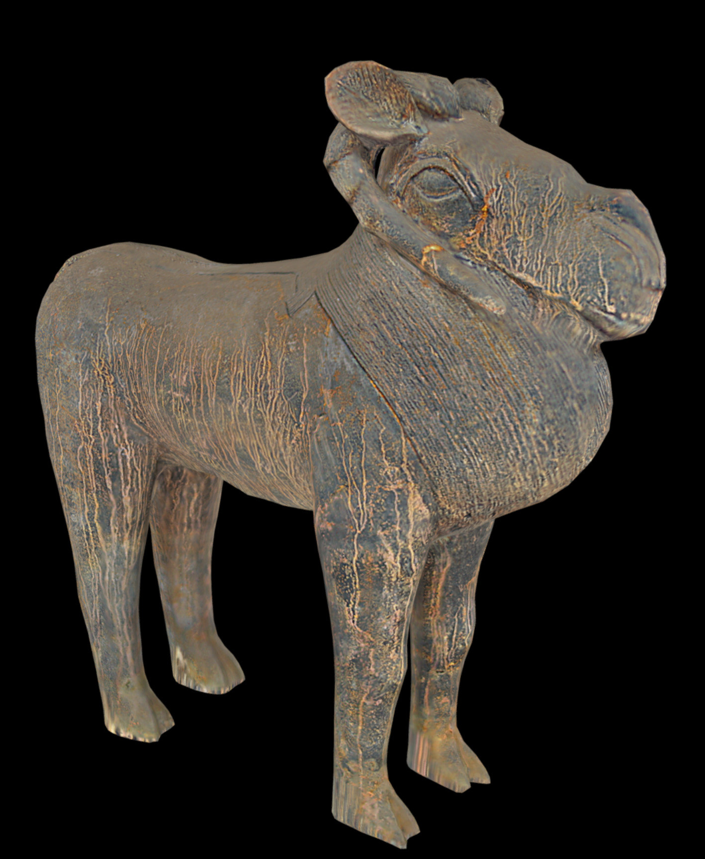 Benin Bronze Ram Low-poly 3D model_6