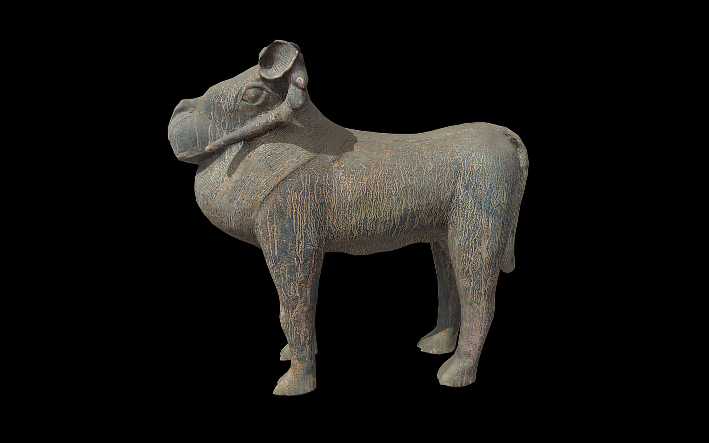 Benin Bronze Ram Low-poly 3D model_4