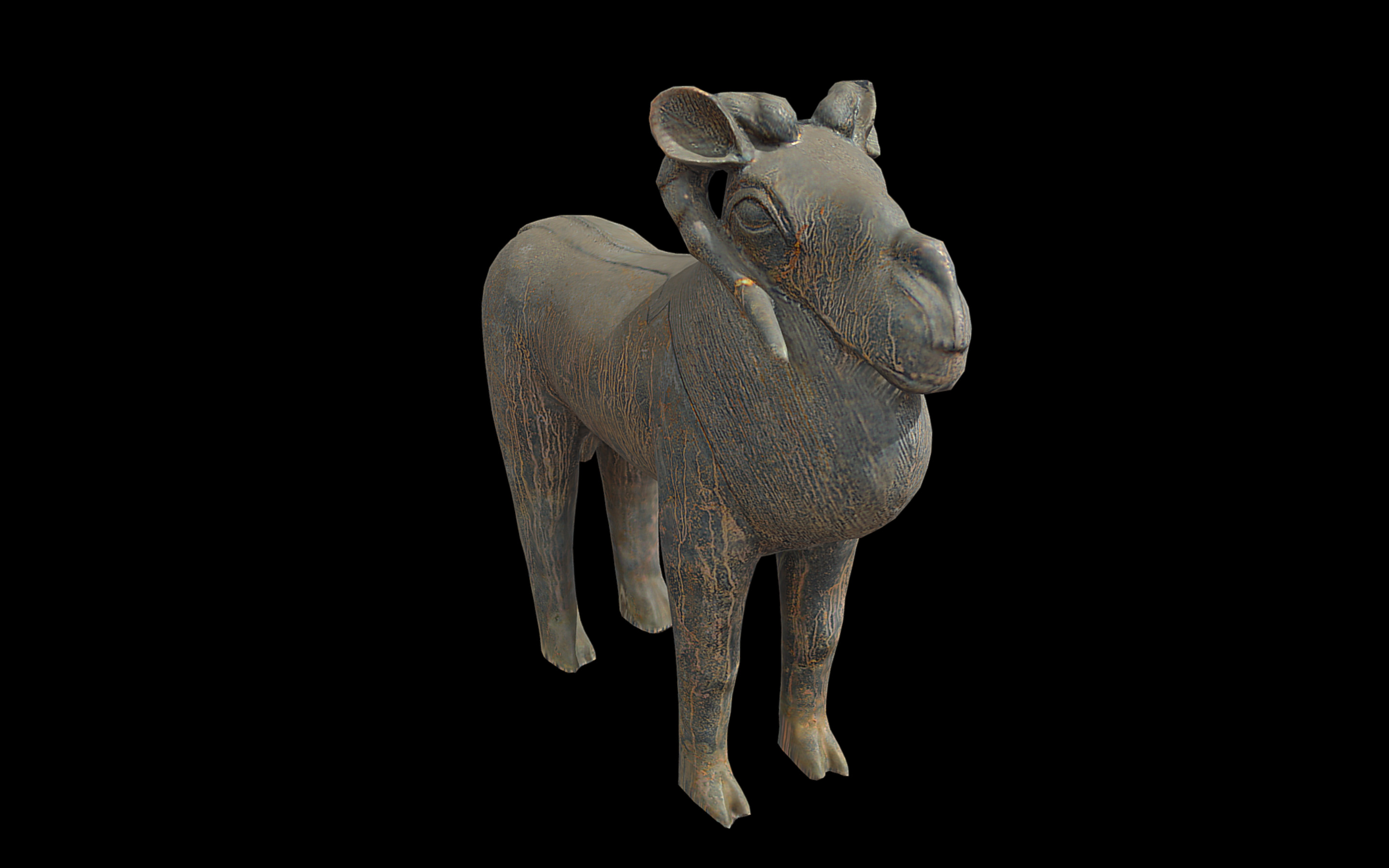 Benin Bronze Ram Low-poly 3D model_1