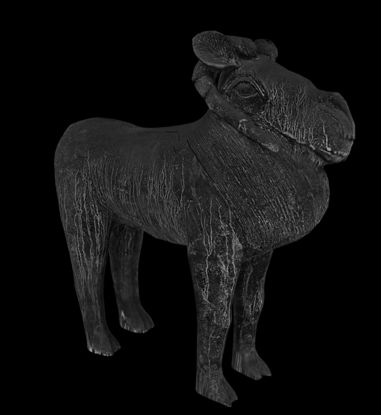 Benin Bronze Ram Low-poly 3D model_7