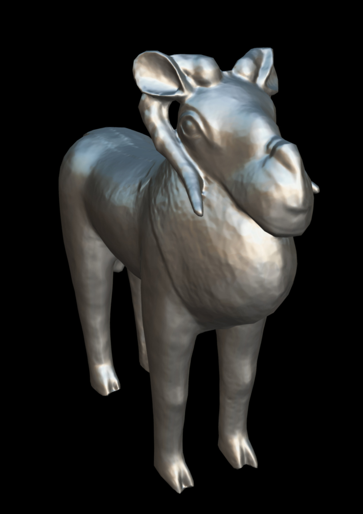 Benin Bronze Ram Low-poly 3D model_11