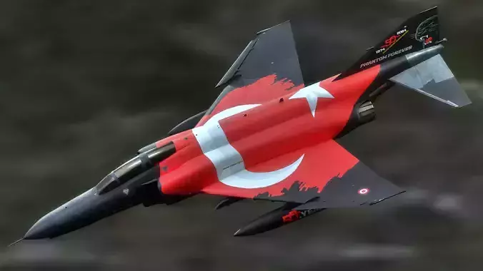 F4 Phantom 2-Turkey -Fully Rigged-High Resolution Textures Low-poly 3D model
