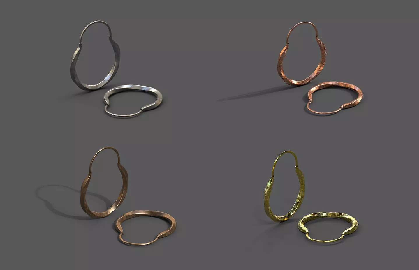 High-Quality 3D Earrings Model Pack 4 Low-poly 3D model_0