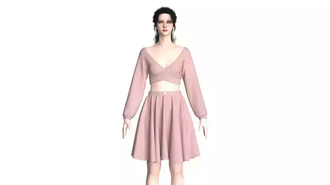 Girls Crop Top With Skirt