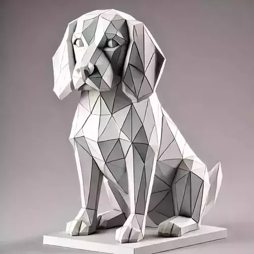 LowPoly Beagle Dog Statue