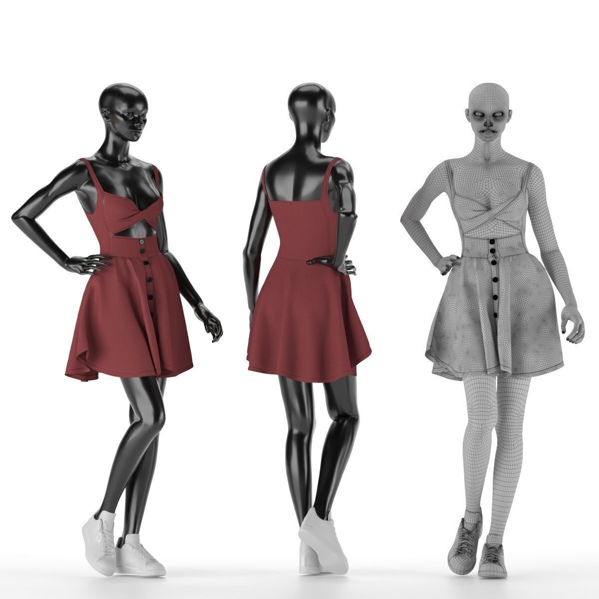 Mannequin Set Vol 013 Low-poly 3D model_2