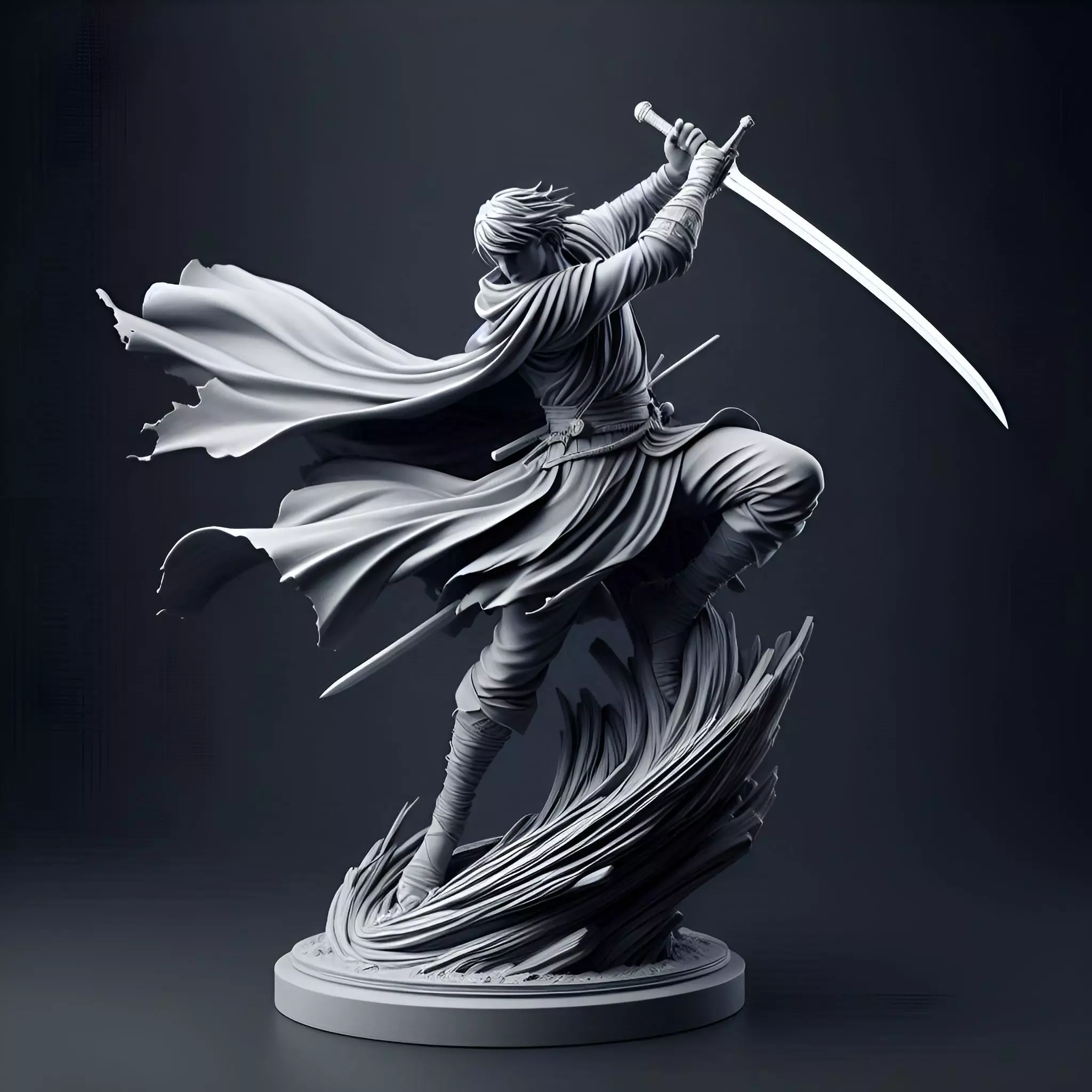 Dynamic Sword Warrior Sculpture 3D print model