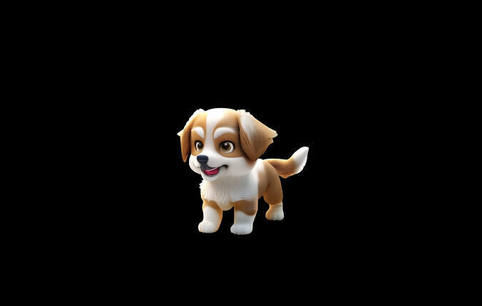 Animated cartoon puppy dog walking character design Low-poly 3D model