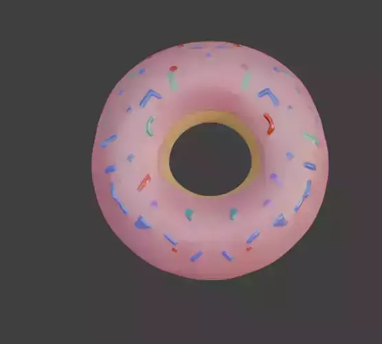 Pink Donut Cute and Realistic 3D Model with PBR Textures