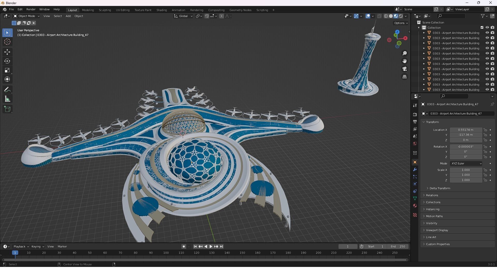 0303 - Airport Architecture Building - 2D Drawings - 3D Files 3D model_28