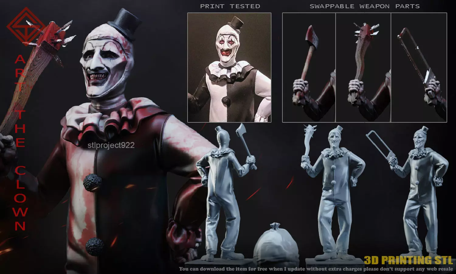 Art The Clown 3D print model_0