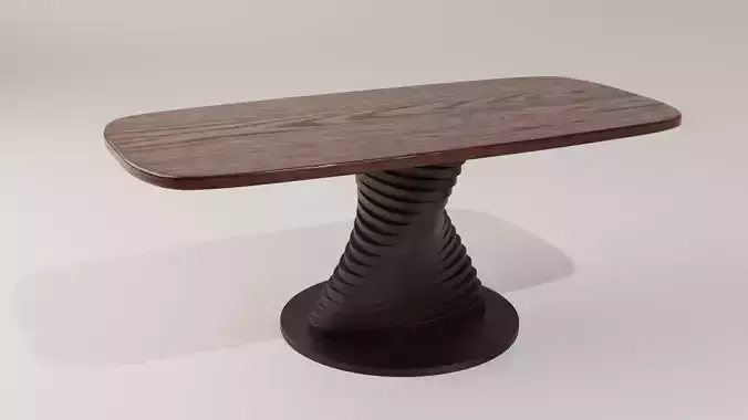 Wooden table with spiral base - stylized furniture model