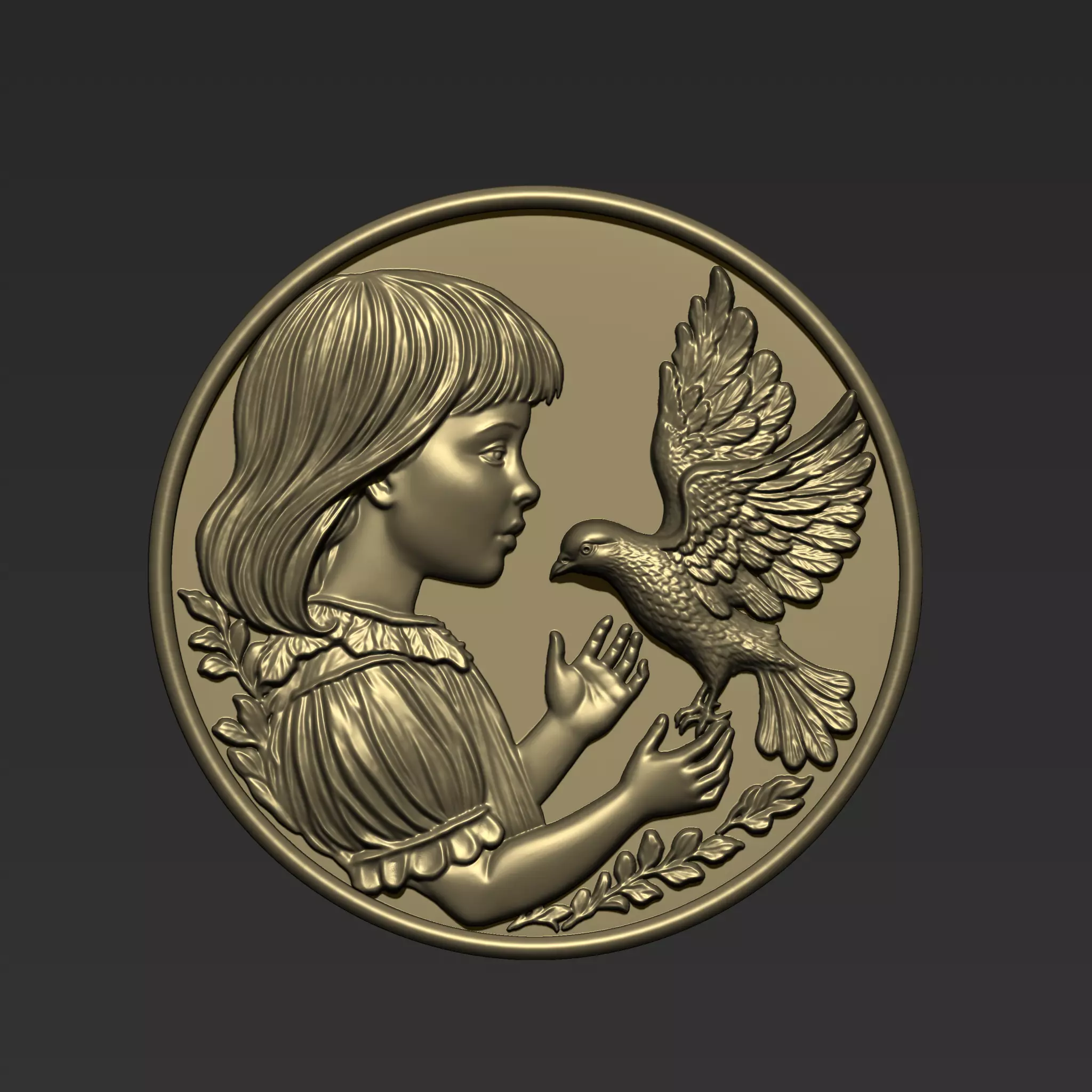 Little Girl and A Pigeon A6 3D print model