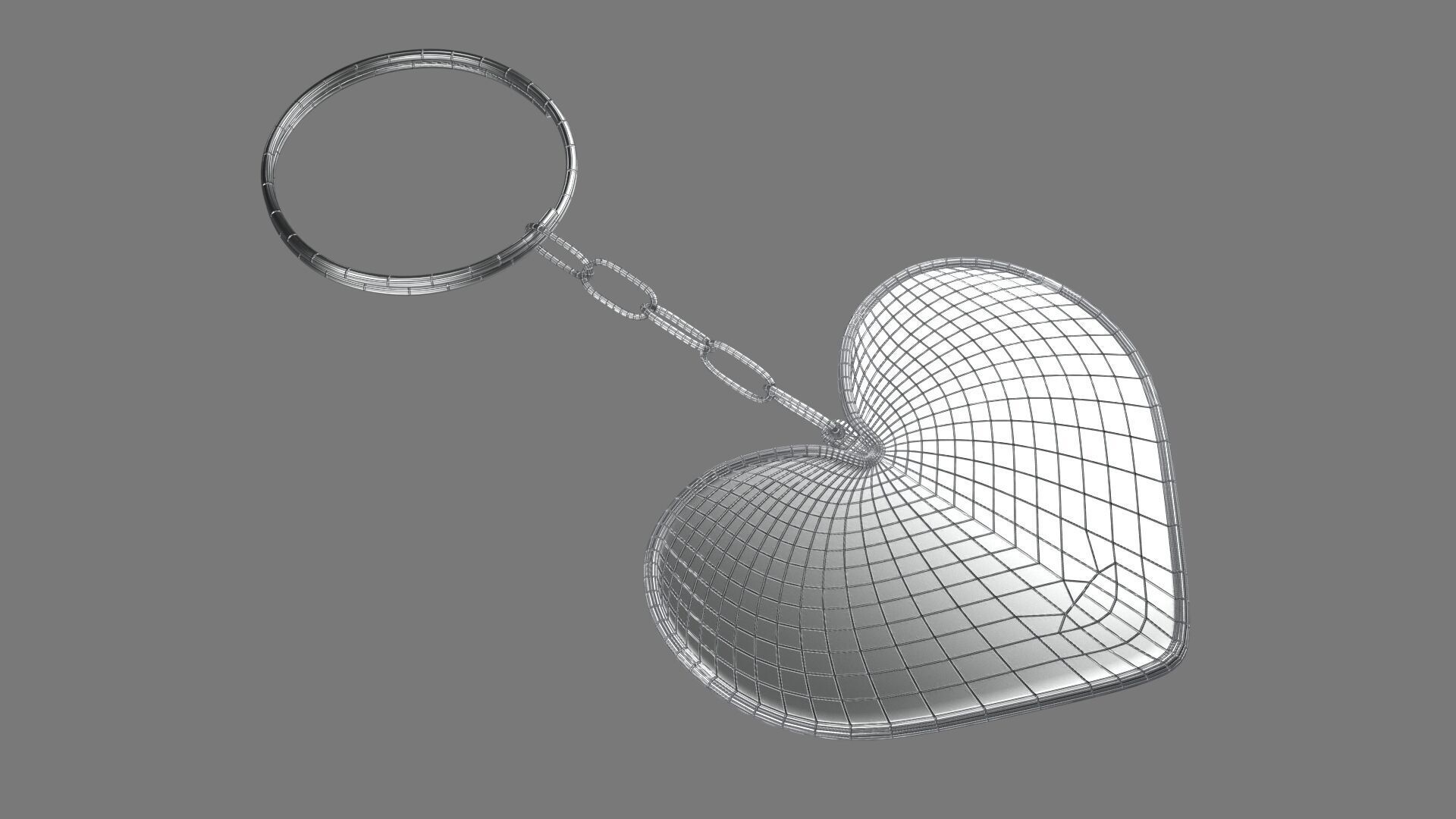 Keychain Six 3D Model key ring with chain Low-poly 3D model_1