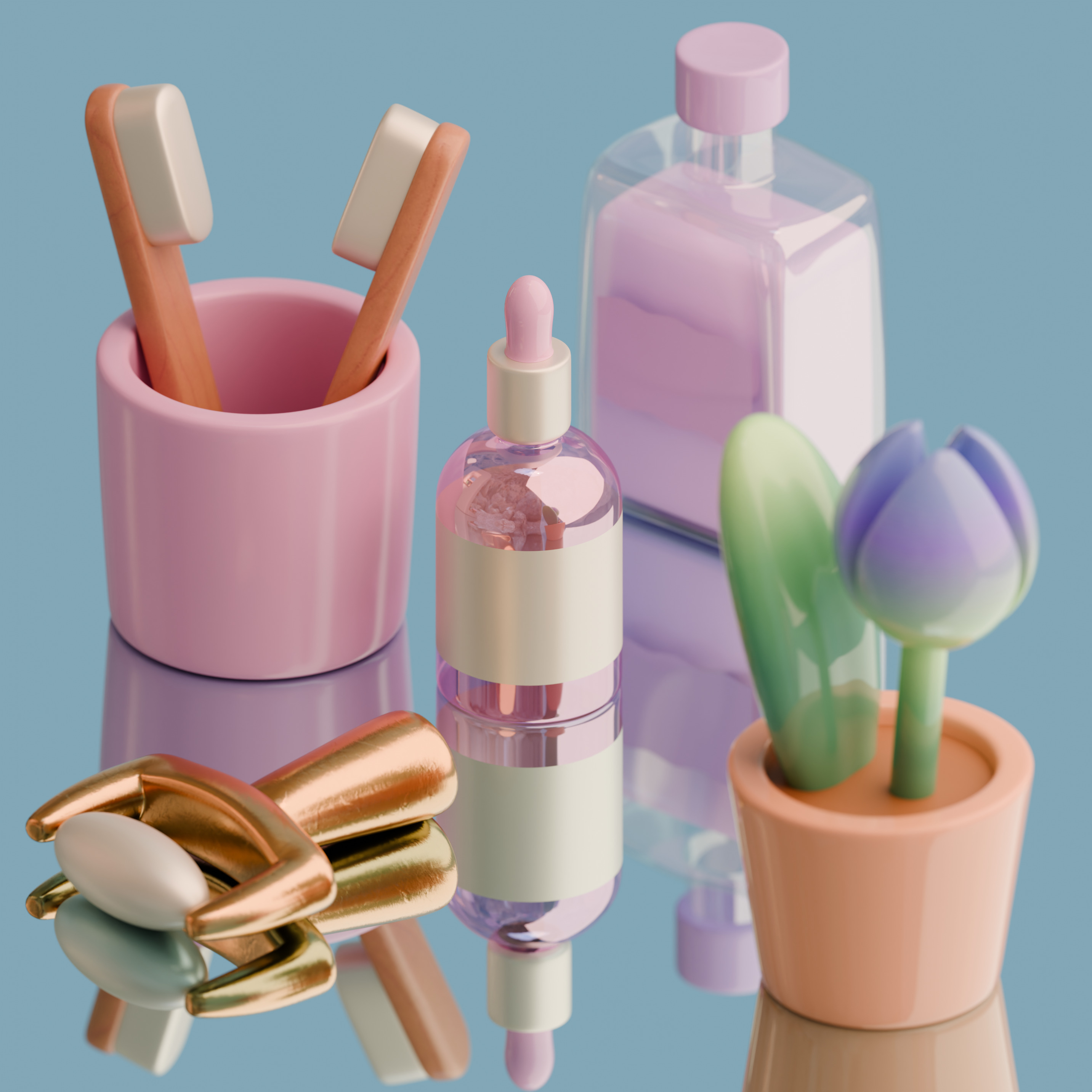 Cozy Stylized 3D Bathroom Set 3D model_1