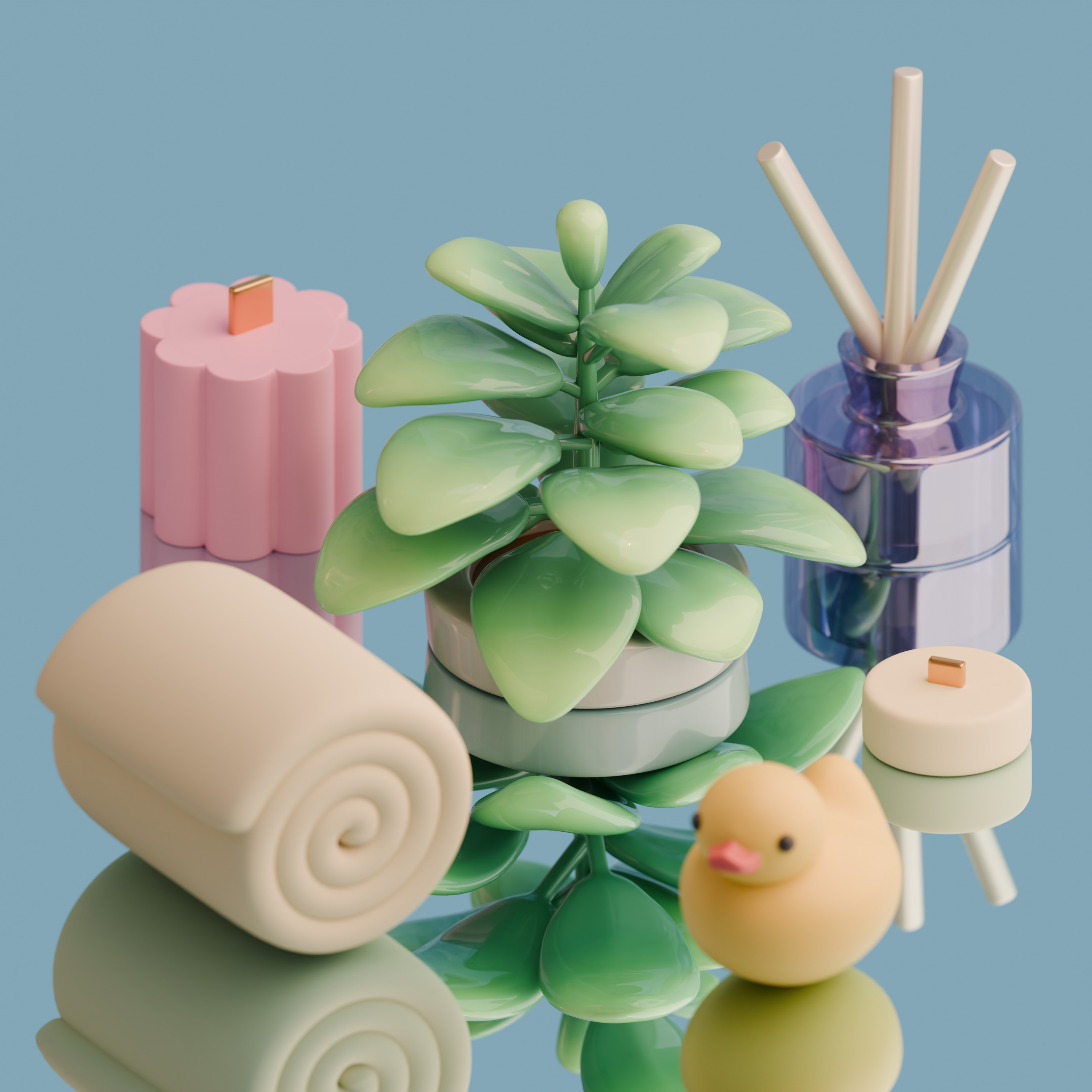 Cozy Stylized 3D Bathroom Set 3D model_4