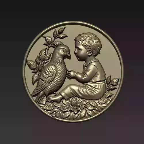 Little Boy and A Pigeon A12 3D print model