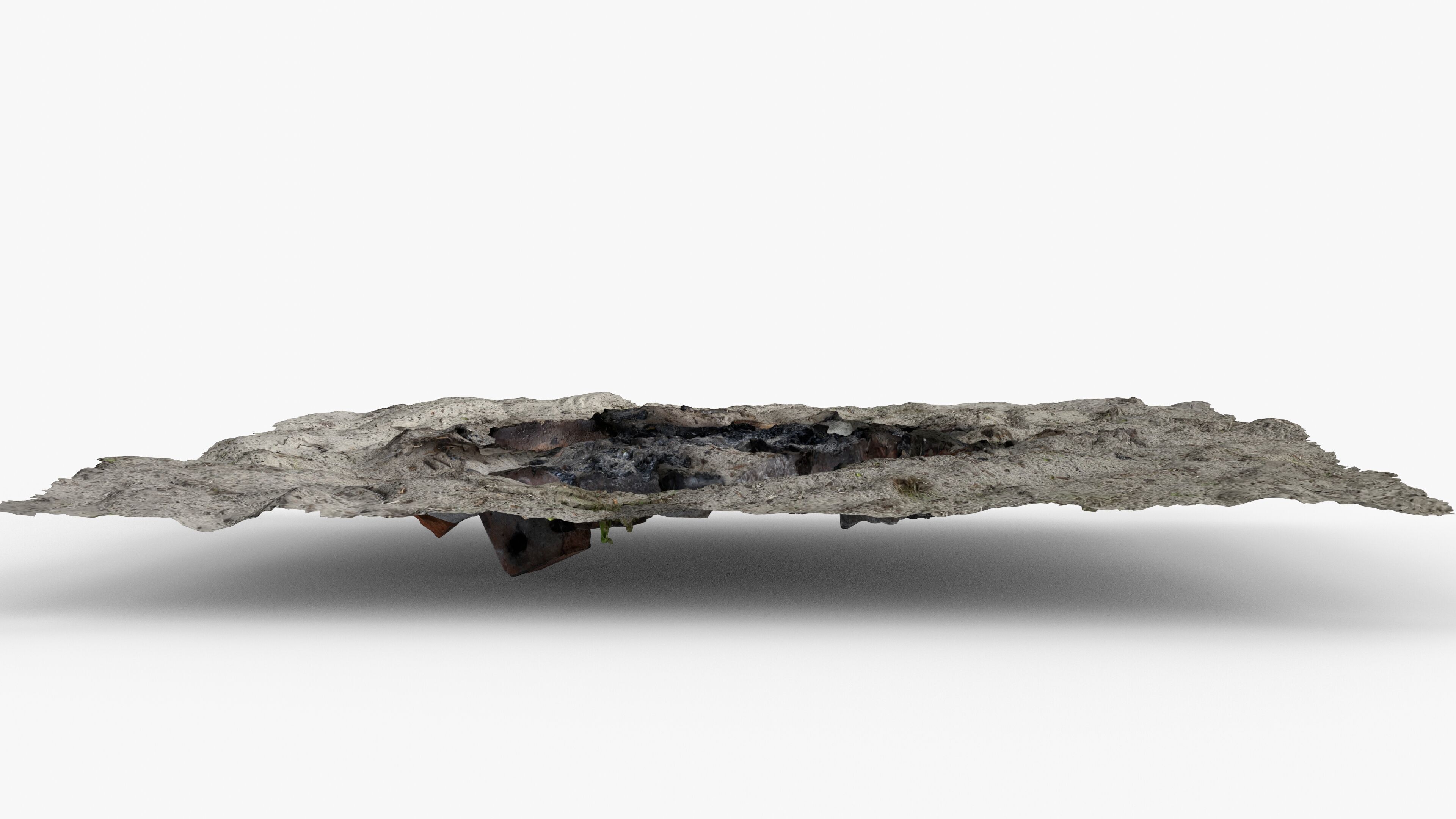 Abandoned Campfire Pit with Burnt Wood and Bricks Scan Low-poly 3D model_10