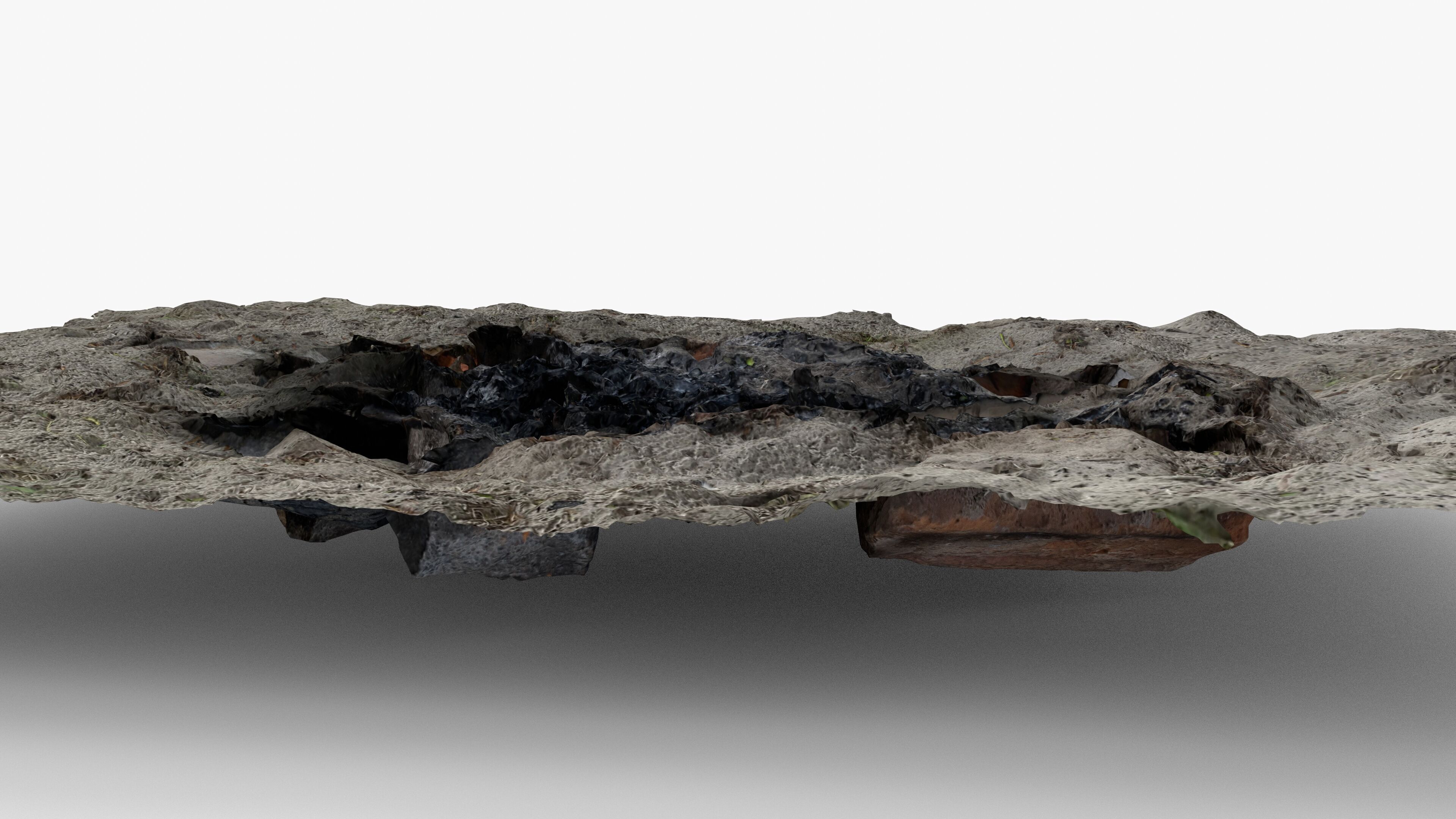 Abandoned Campfire Pit with Burnt Wood and Bricks Scan Low-poly 3D model_11