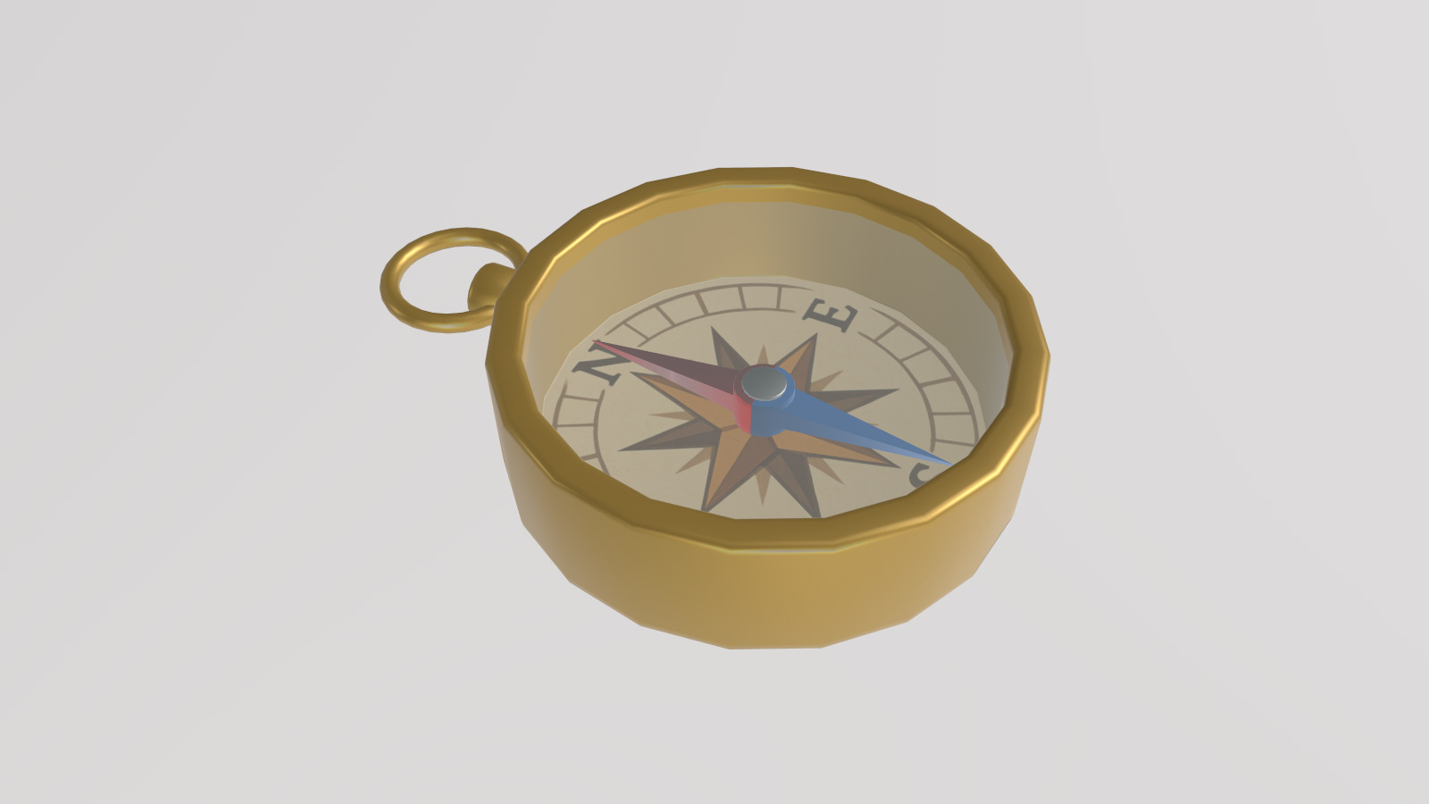 Stylized Low-Poly Compass Low-poly 3D model_3