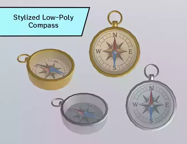 Stylized Low-Poly Compass Low-poly 3D model Stylized Low-Poly Compass Low-poly 3D model