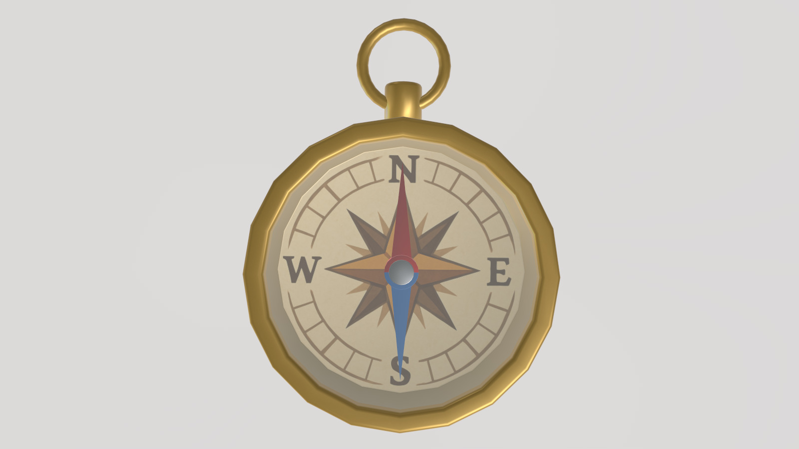 Stylized Low-Poly Compass Low-poly 3D model_2