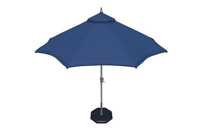 Blue Patio Umbrella with Stand 3D model
