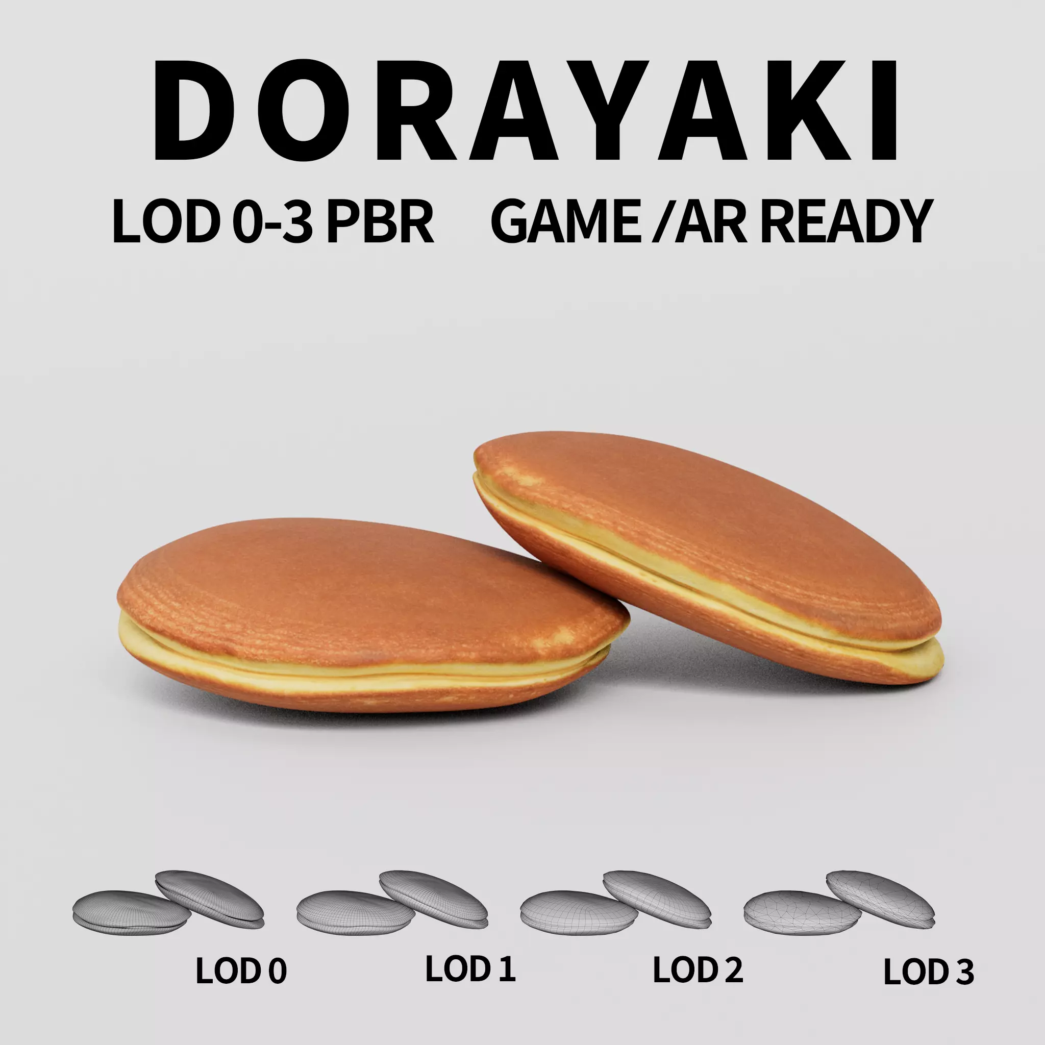 Dorayaki 3D model Low-poly 3D model_0