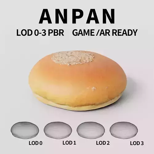 Anpan 3D model Low-poly 3D model