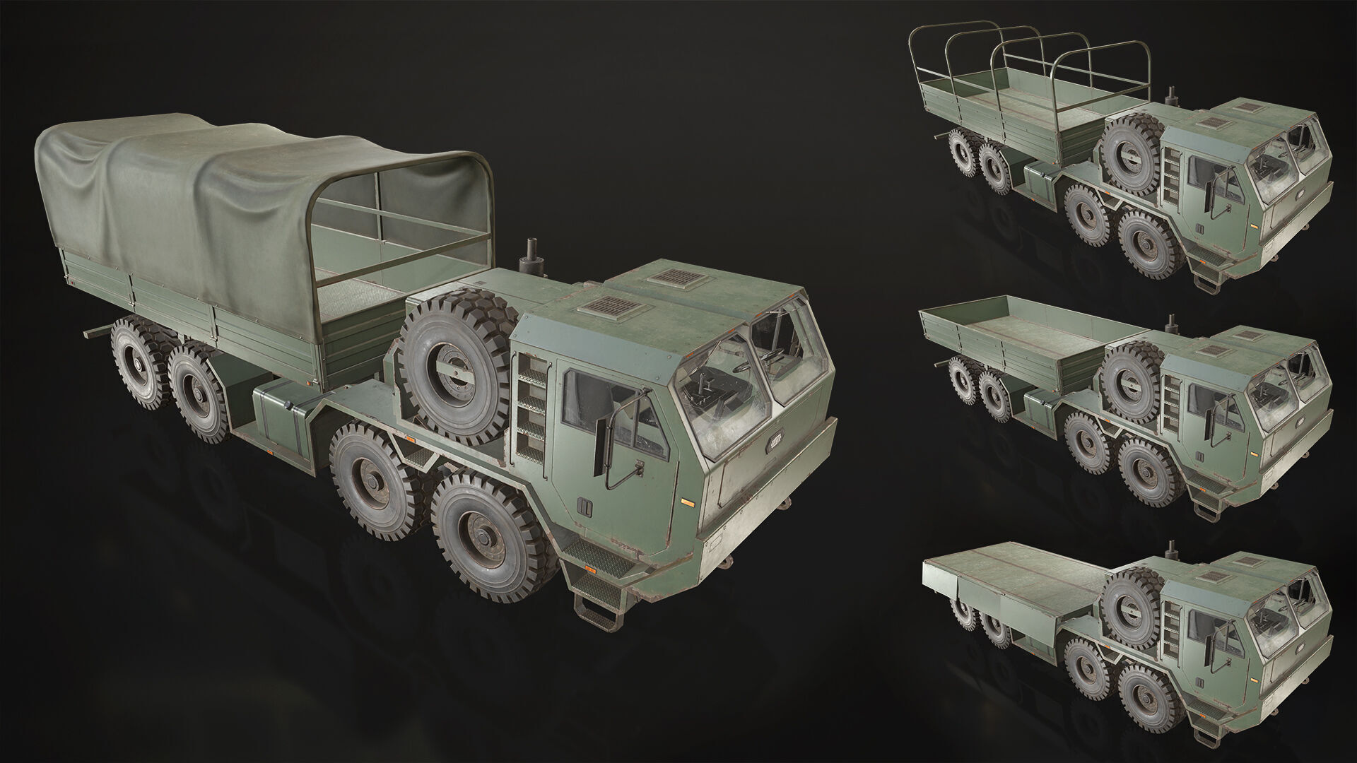 Heavy Military Truck V1 - Cargo Low-poly 3D model_7