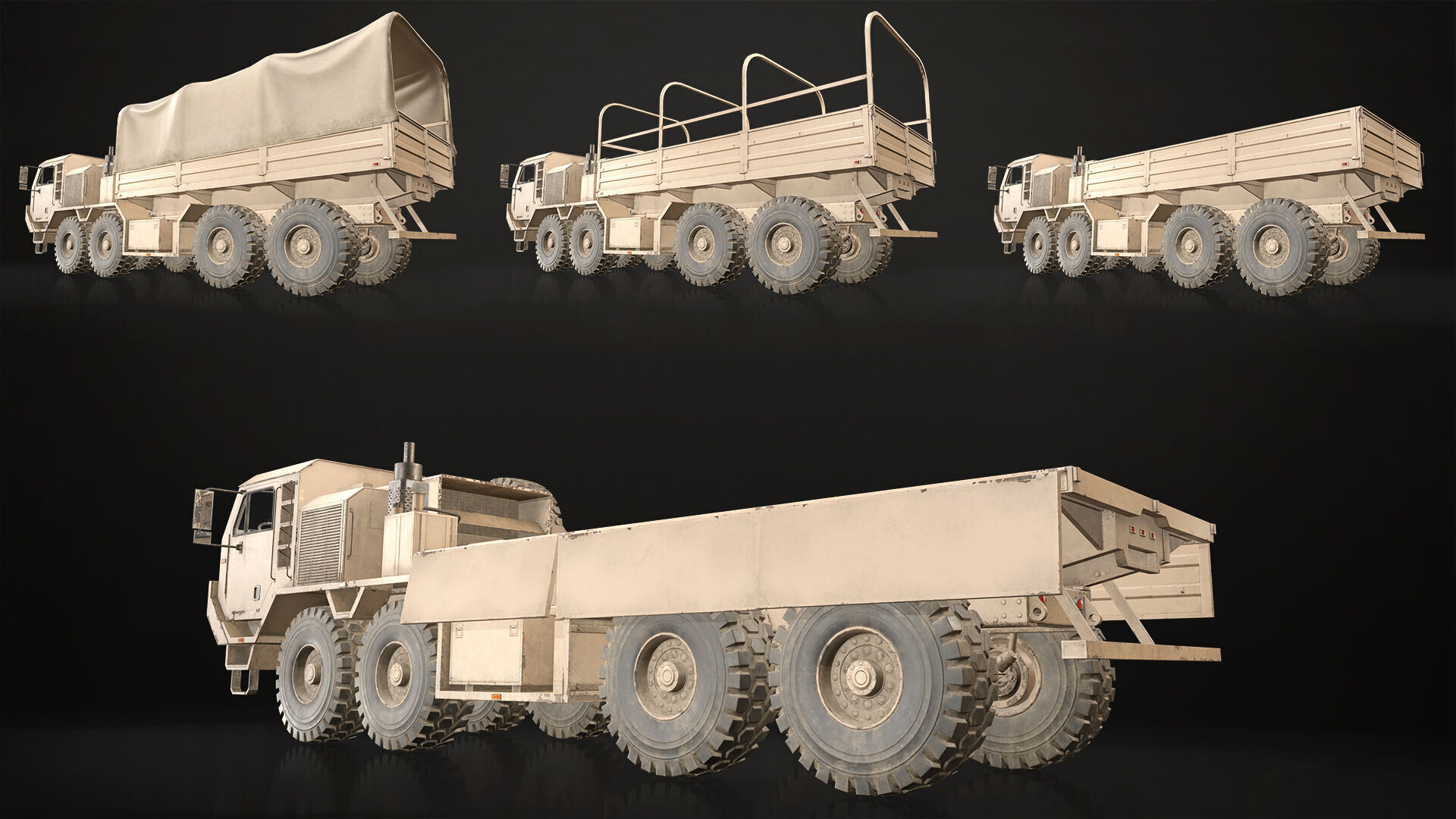 Heavy Military Truck V1 - Cargo Low-poly 3D model_8