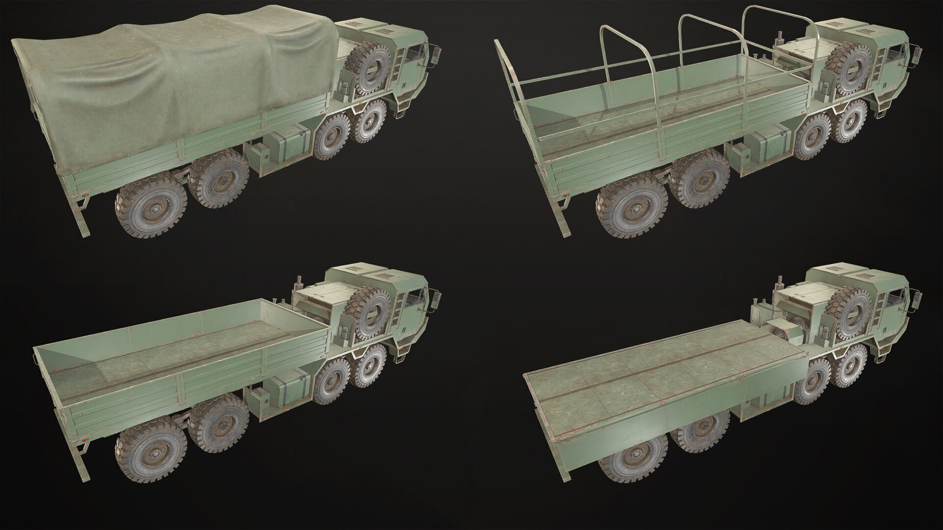 Heavy Military Truck V1 - Cargo Low-poly 3D model_5