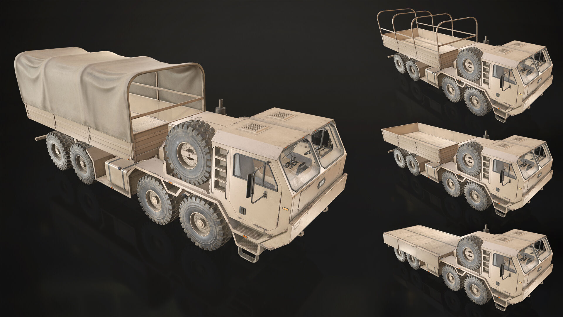 Heavy Military Truck V1 - Cargo Low-poly 3D model_6