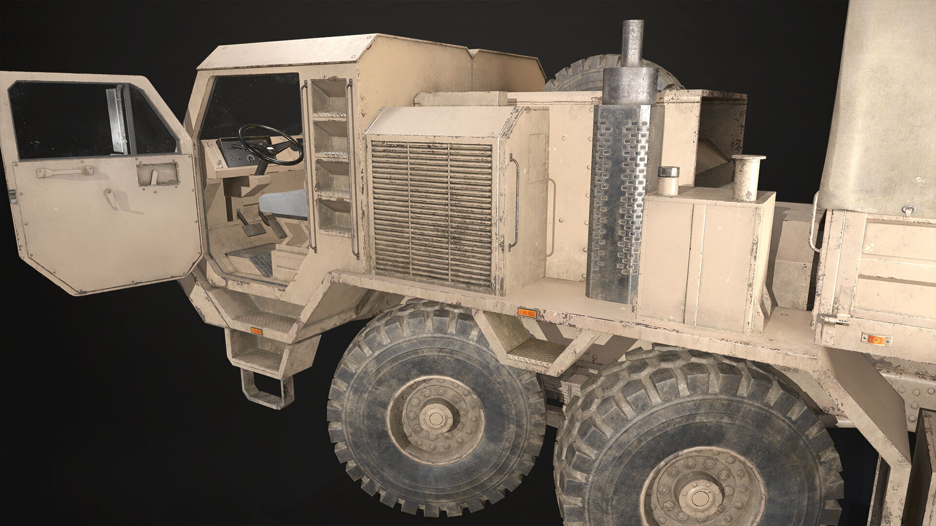 Heavy Military Truck V1 - Cargo Low-poly 3D model_17