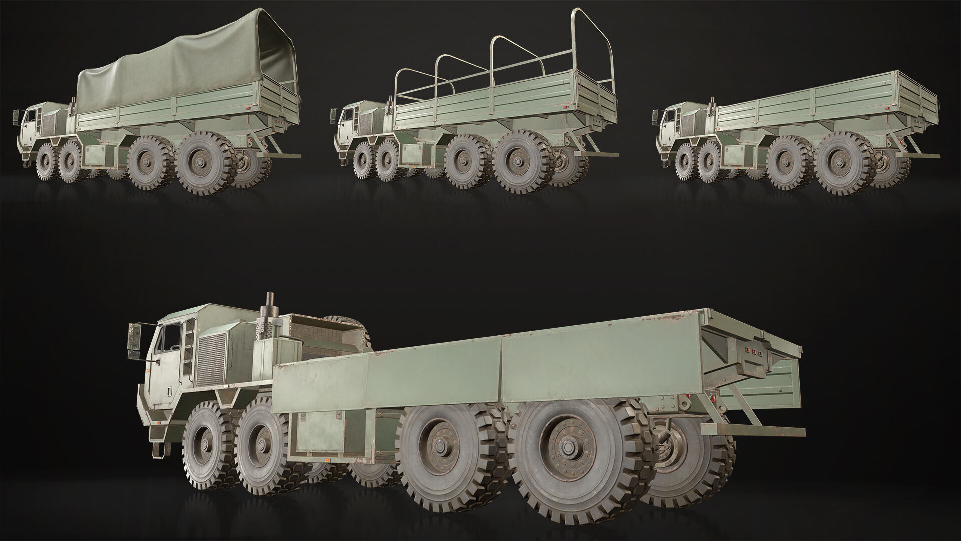 Heavy Military Truck V1 - Cargo Low-poly 3D model_9