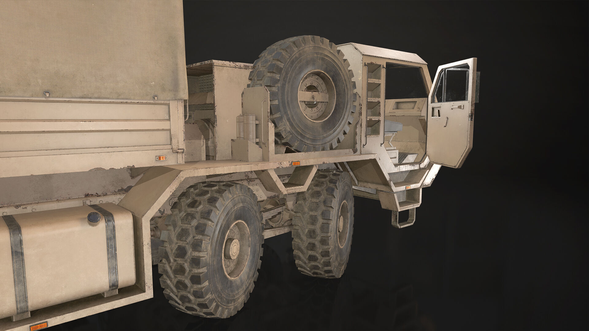 Heavy Military Truck V1 - Cargo Low-poly 3D model_16