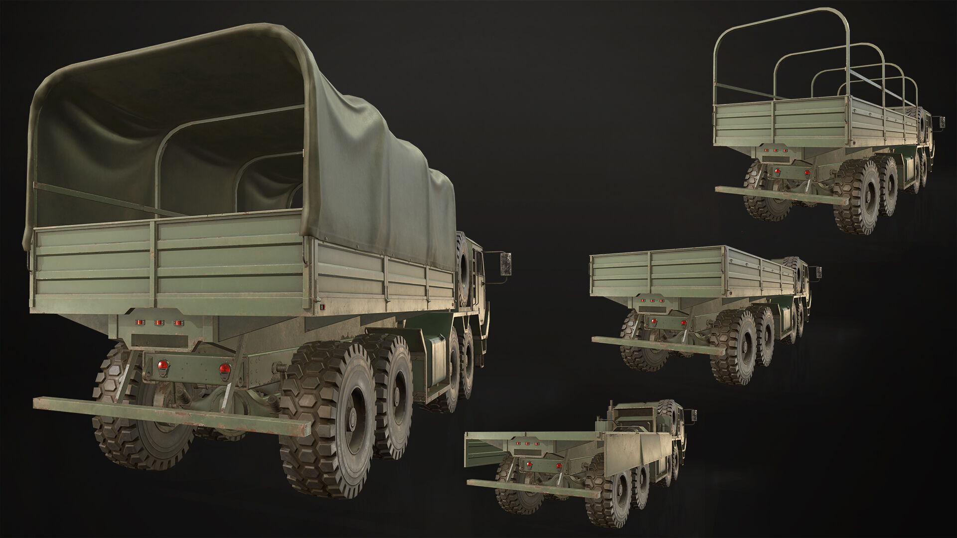 Heavy Military Truck V1 - Cargo Low-poly 3D model_20