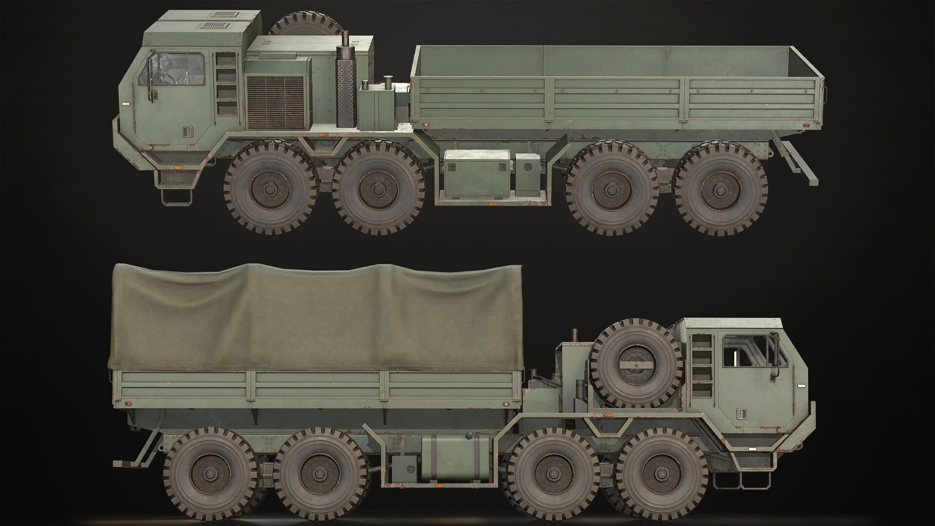 Heavy Military Truck V1 - Cargo Low-poly 3D model_11