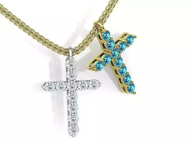 2mm Diamond Cross 11gems Bespoke Cross