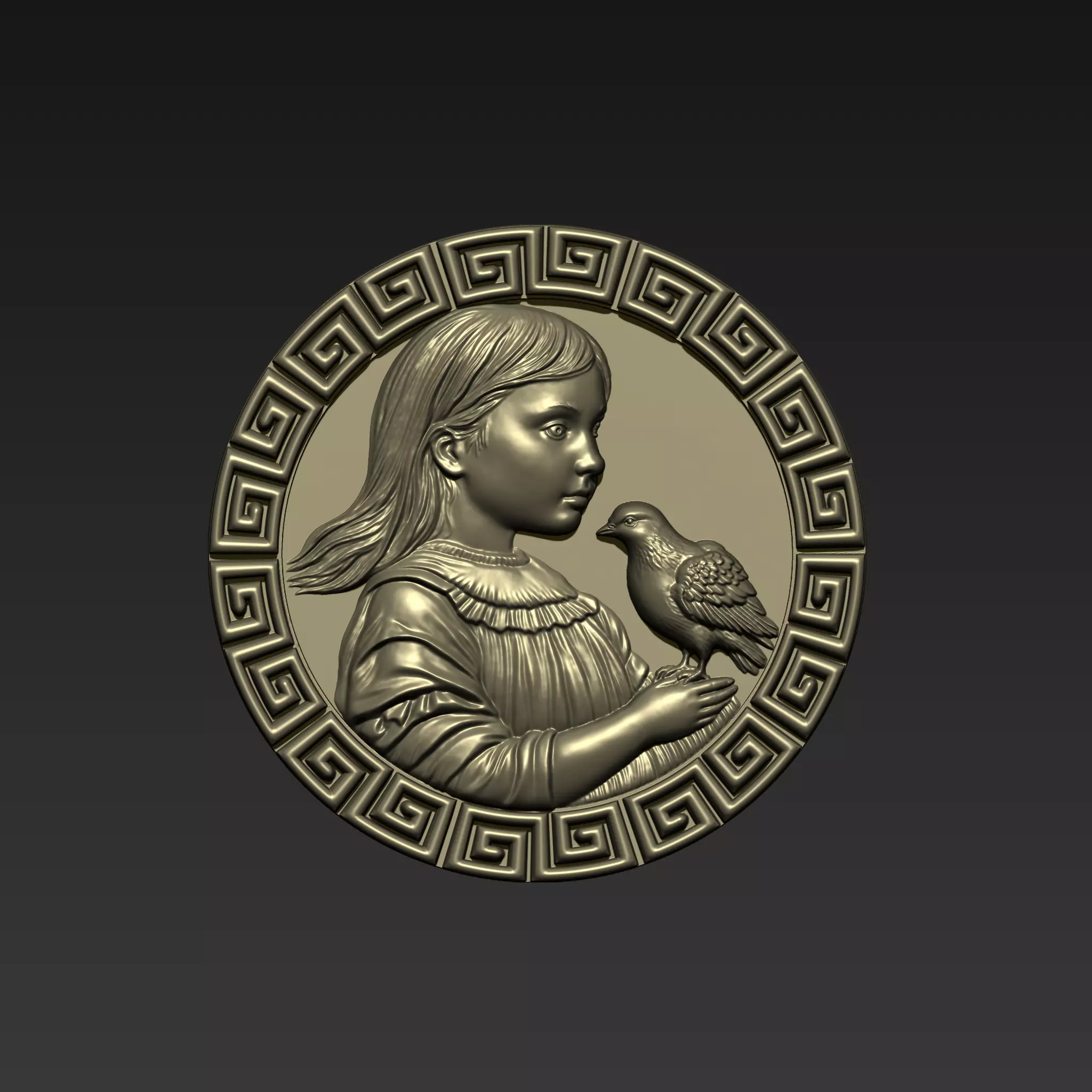 Little Girl Holding a Bird A21 3D print model