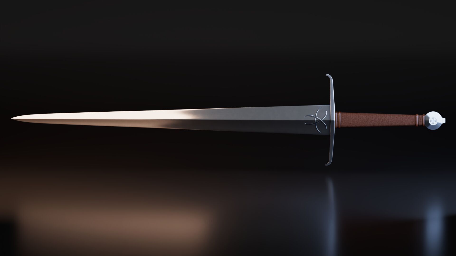 Medieval Sword Low-poly 3D model_1