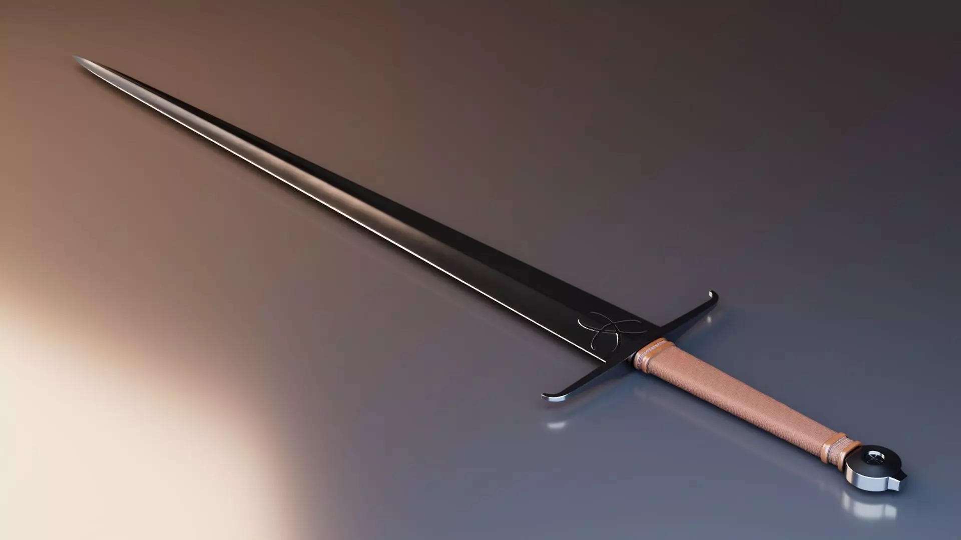 Medieval Sword Low-poly 3D model_0