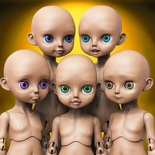 Set 5 Head bjd Head Head doll Bjd Head Art 3D model
