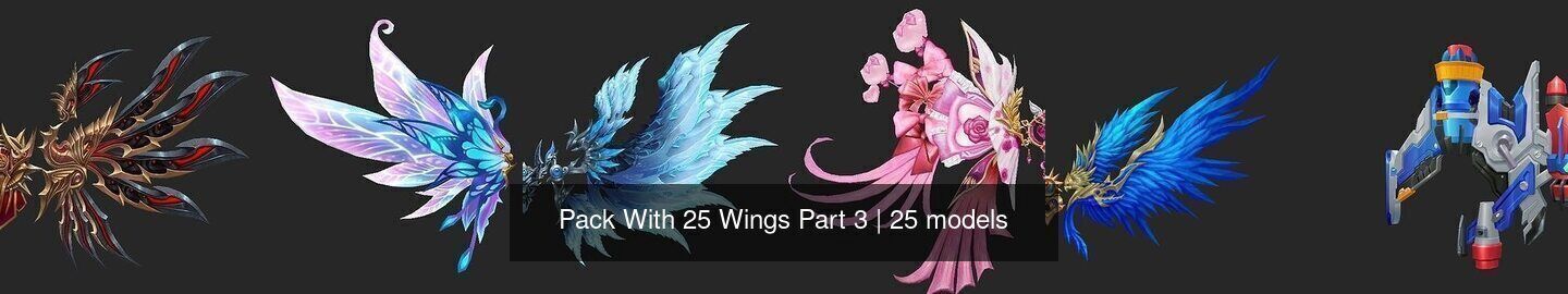Pack With 25 Wings Part 3 3D Model Collection_3