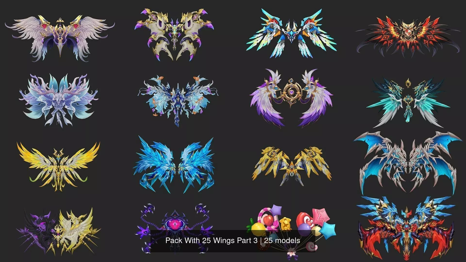 Pack With 25 Wings Part 3 3D Model Collection_0
