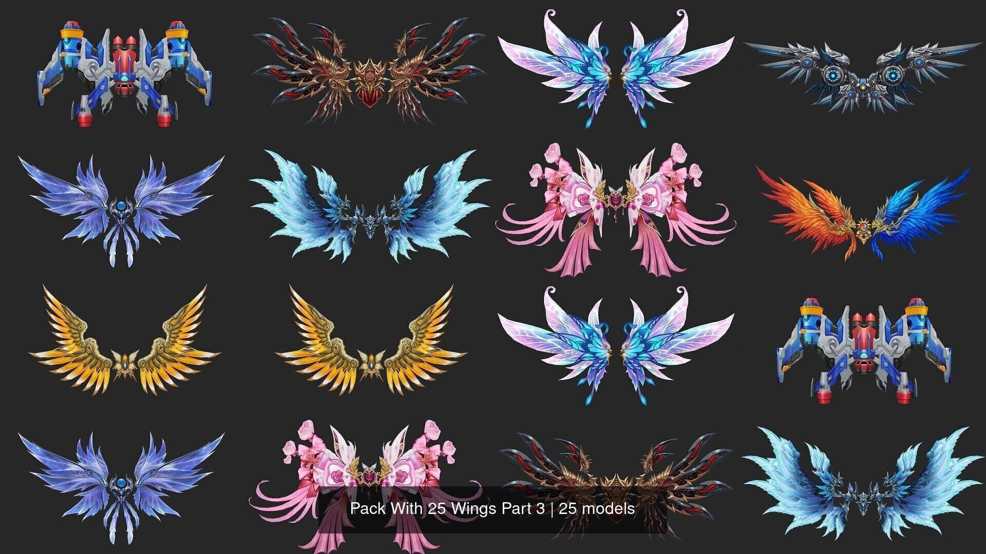 Pack With 25 Wings Part 3 3D Model Collection_2