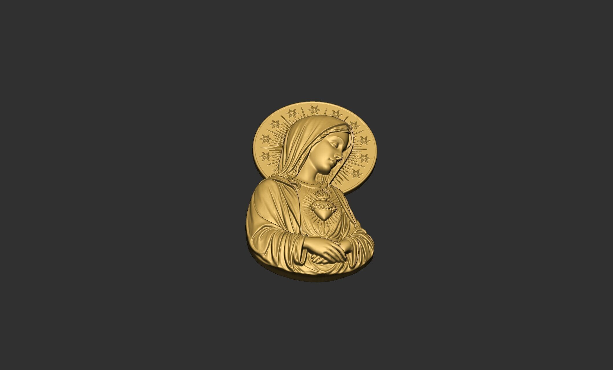 Virgin Mary with Sacred Heart 3D print model_9