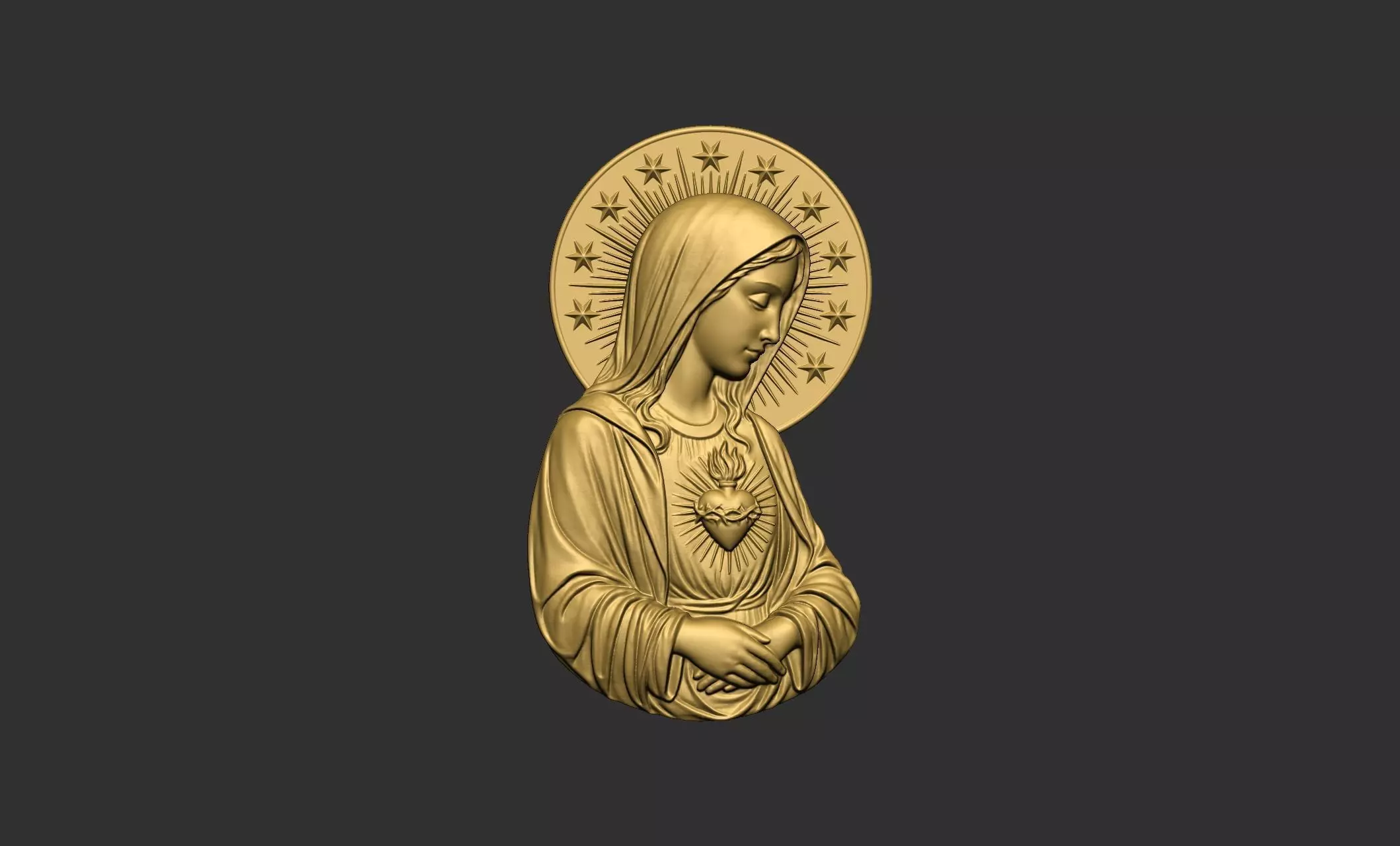 Virgin Mary with Sacred Heart 3D print model_0