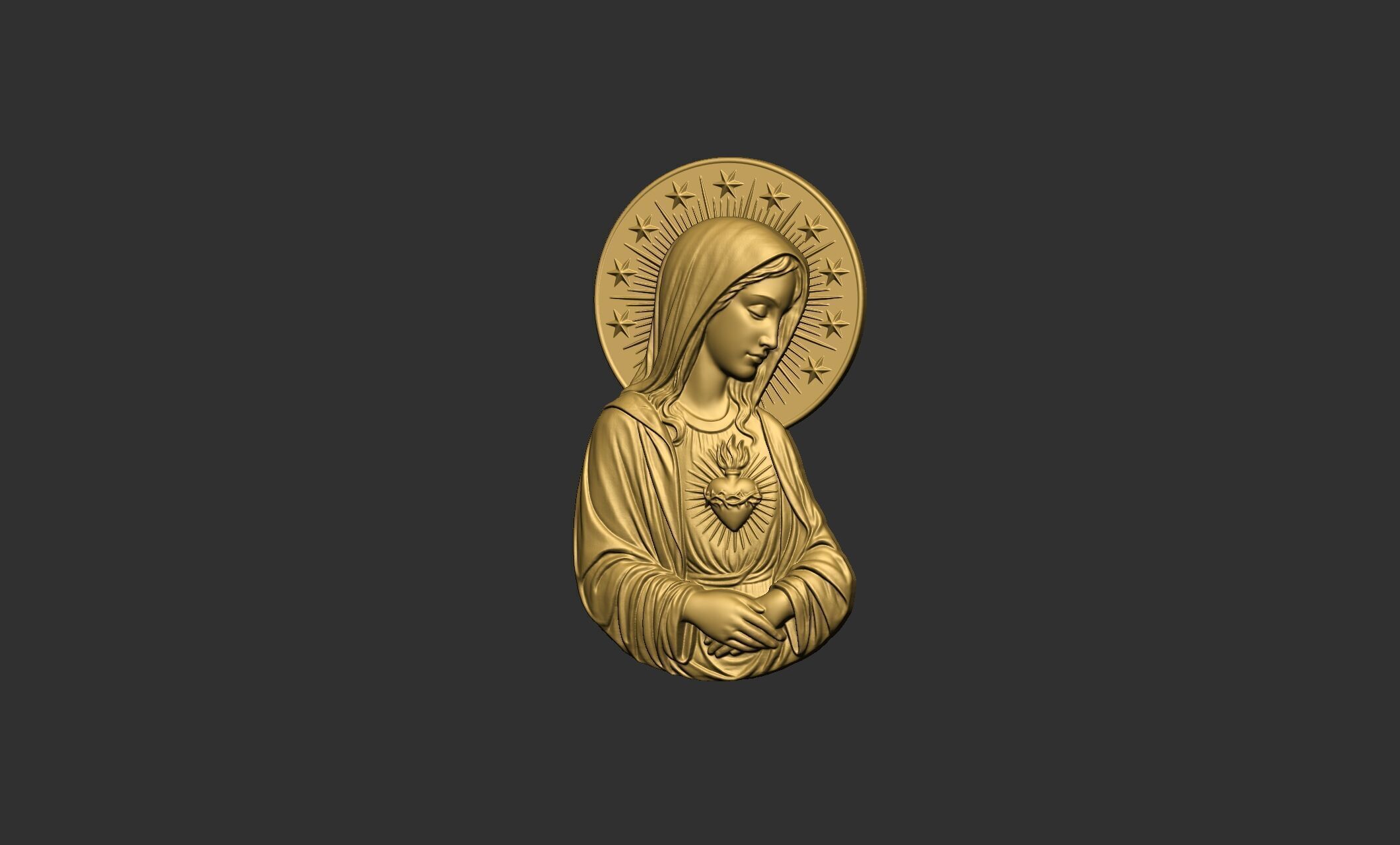 Virgin Mary with Sacred Heart 3D print model_10